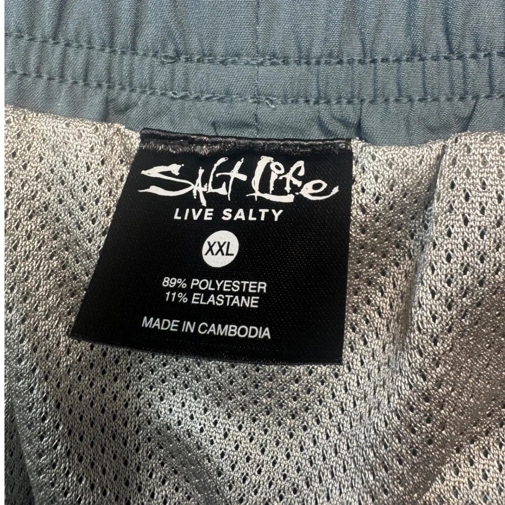 Salt Life Live Salty Mens XXL Gray Swim Trunks Board Shorts Marlin Logo 6 Inseam